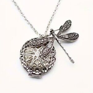 Vintage-Inspired Dragonfly Necklace & Essential Oil Diffuser Steampunk Victorian